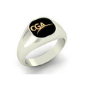 10K White Gold Signature Style Ring, Custom Logo